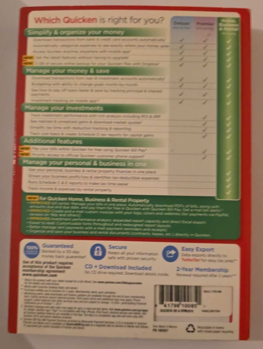 QUICKEN Home, Business & Rental 2018 For WINDOWS 7/8/8.1/10