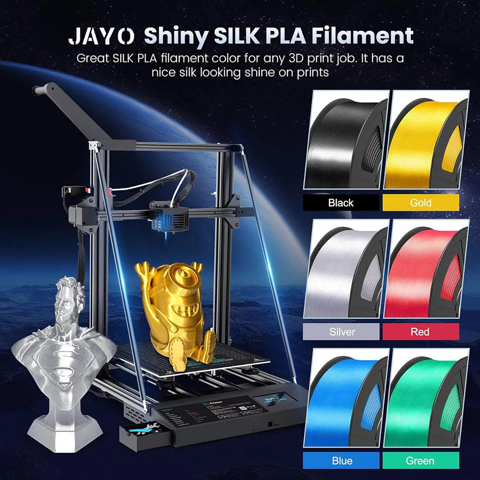 JAYO 1.75MM 5/10KG 15KG PLA SILK PLA+ PETG Filament 3D Printer Consumables 1.1KG