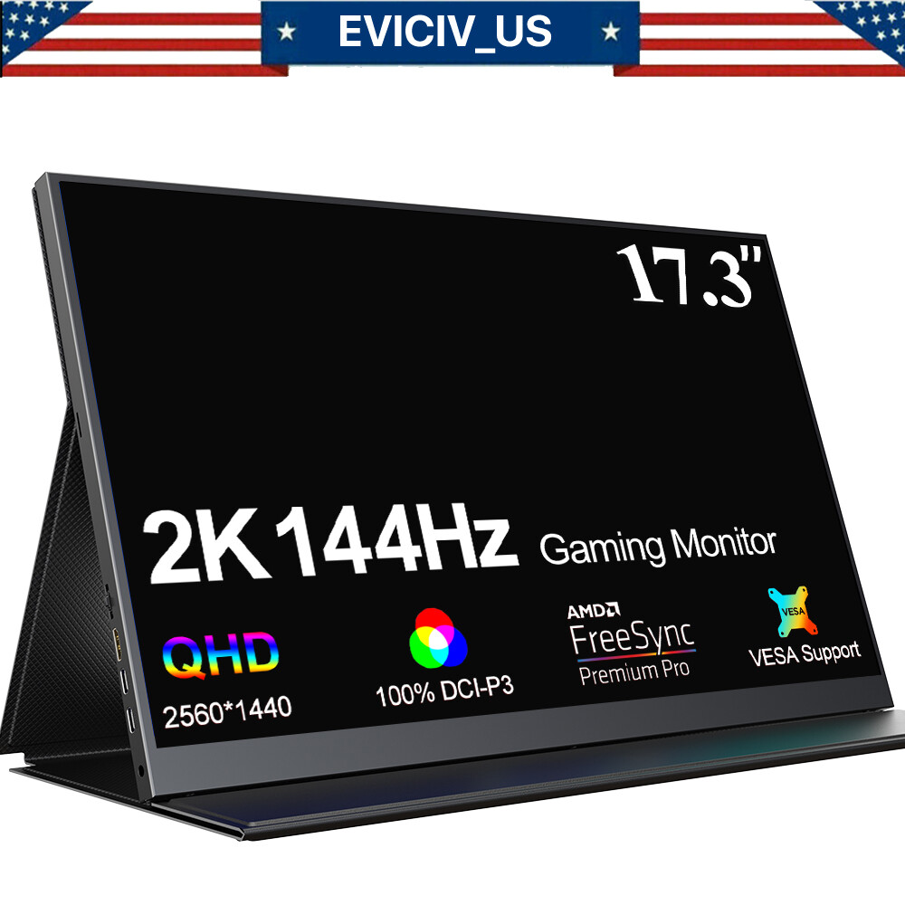 EVICIV 144Hz Portable Monitor 17.3″ 2560*1440P Display HDMI For Laptop Computer