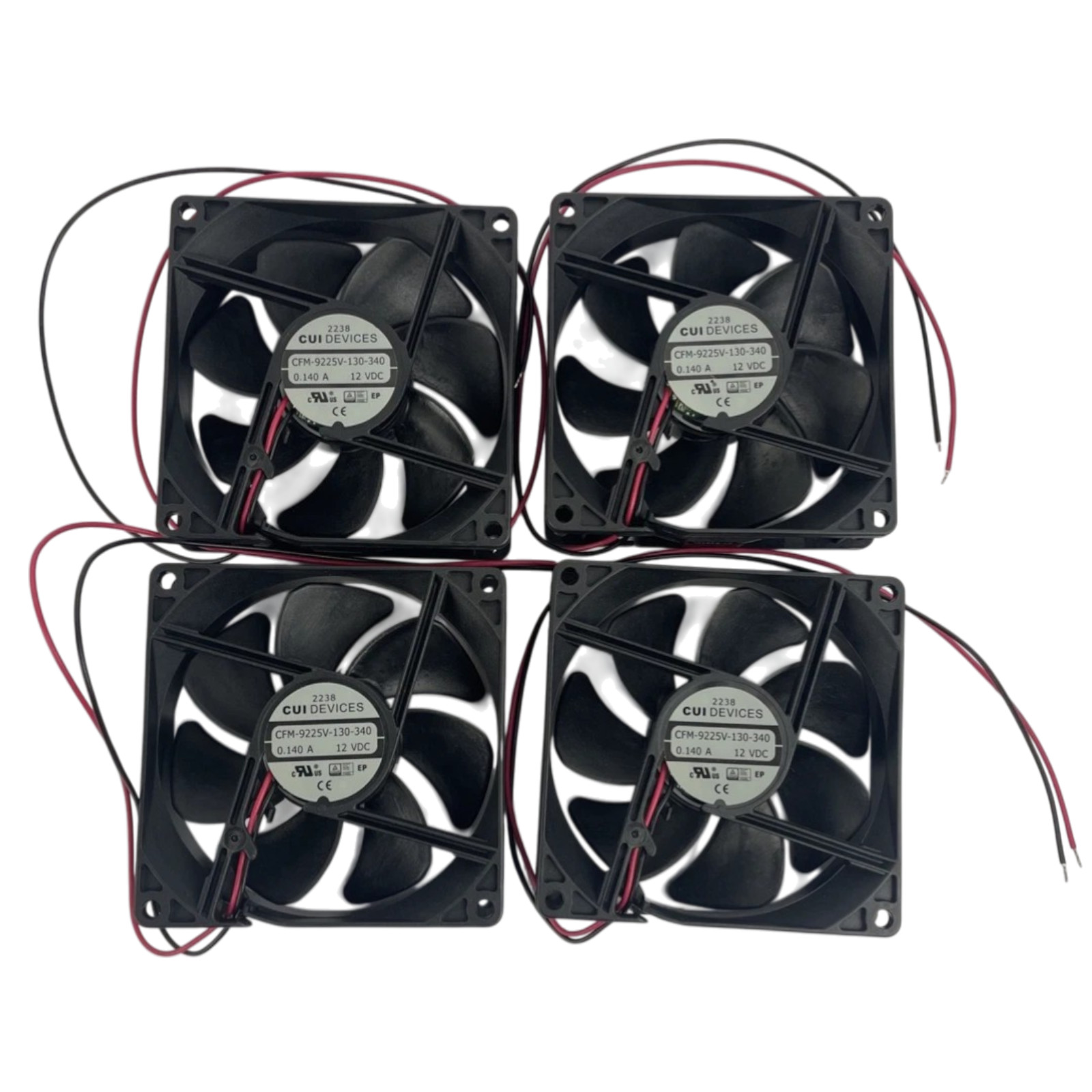 Lot of 4 x CFM-9225V- 130-340 CUI 12VDC 0.140A Brushless Fan (s) 3.6″ x 3.6″
