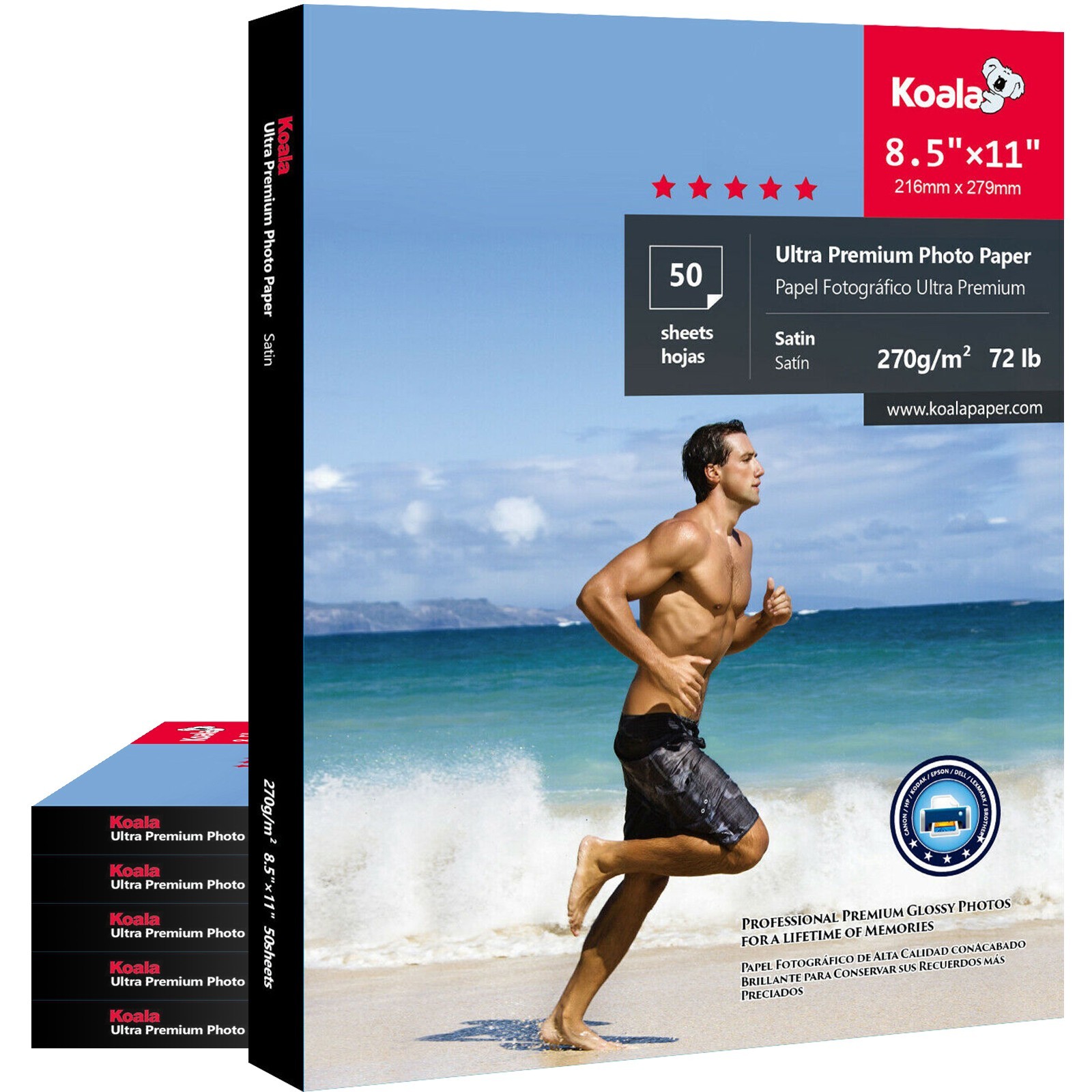 Koala Ultra Premium Satin Photo Paper 8.5×11 72lb 200 Ct Inkjet Printer Epson HP