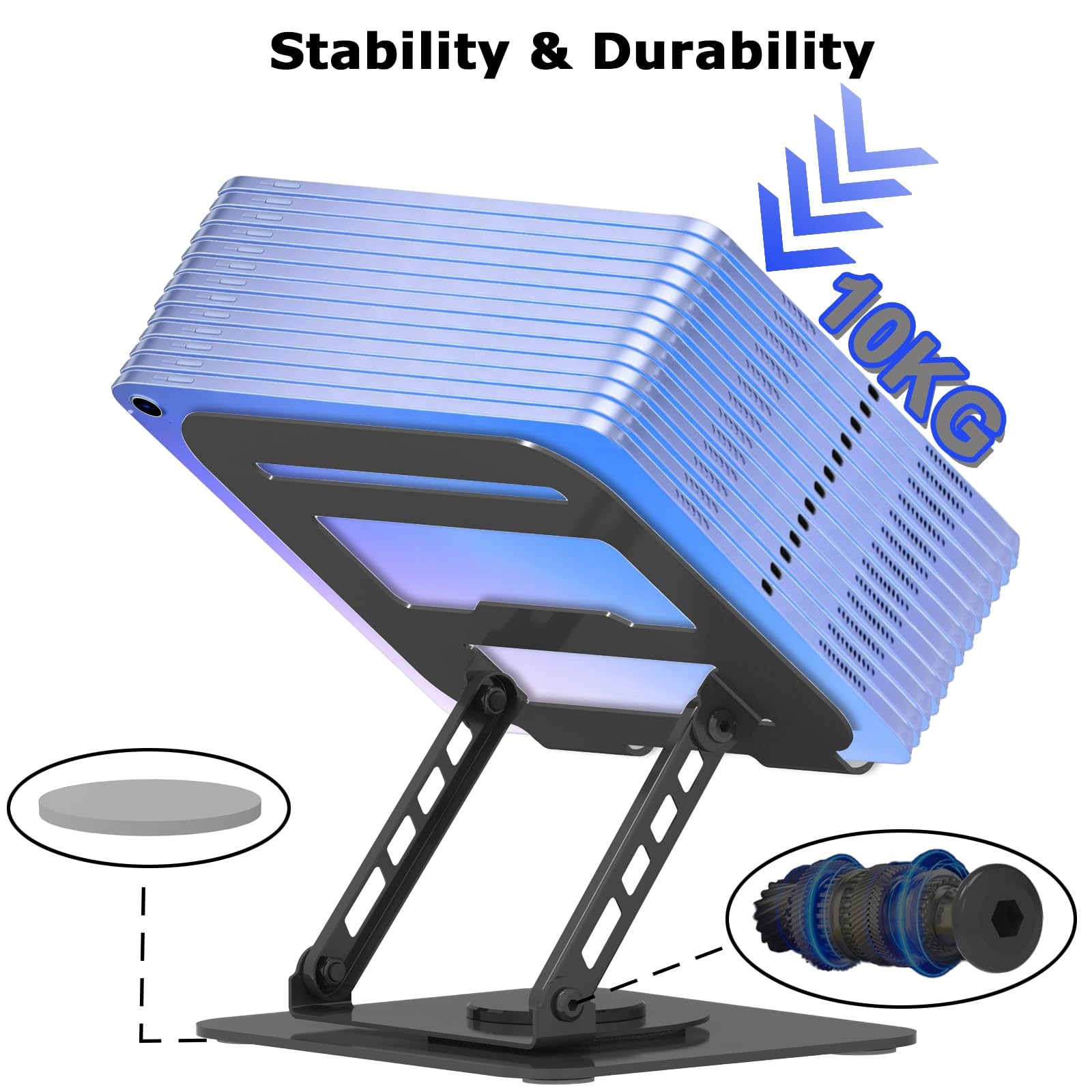 TAPMEI Adjustable Laptop Stand, 360 Rotating Computer Riser, Stable Base Stan…