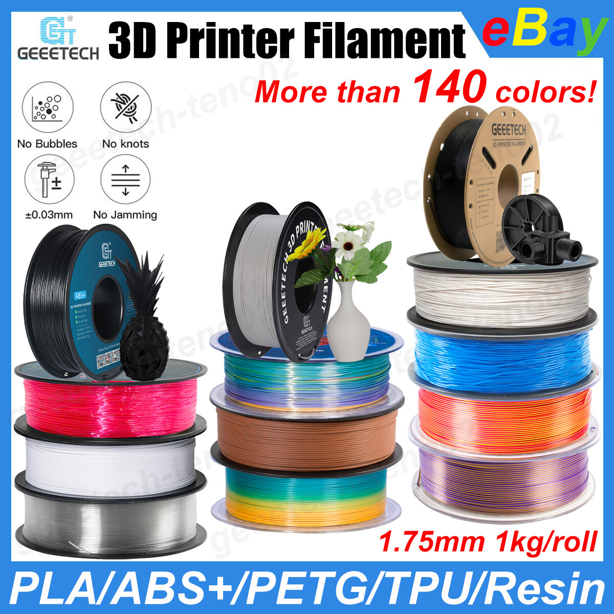 SALE！GEEETECH 3D Printer Filament PLA/ABS+/PETG/TPU 1.75mm 1KG Various Color NEW