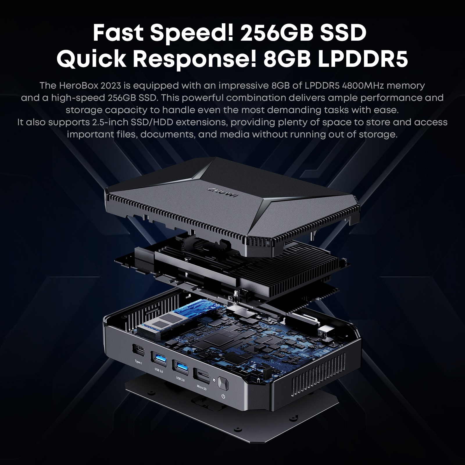 CHUWI MINI PC HEROBOX Intel N100 256GB SSD 8GB RAM Windows 11 Desktop Computer