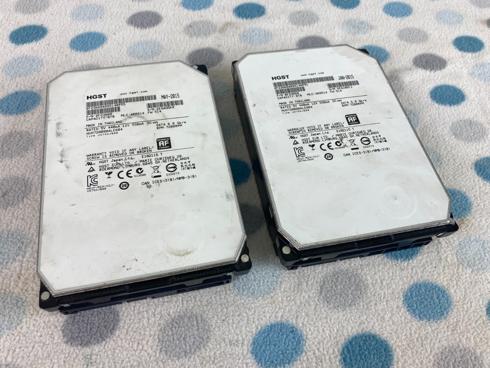 HGST Ultrastar He8 8TB, 3.5 inch (HUH728080ALE604) X2 (LOT of 2) FOR PARTS