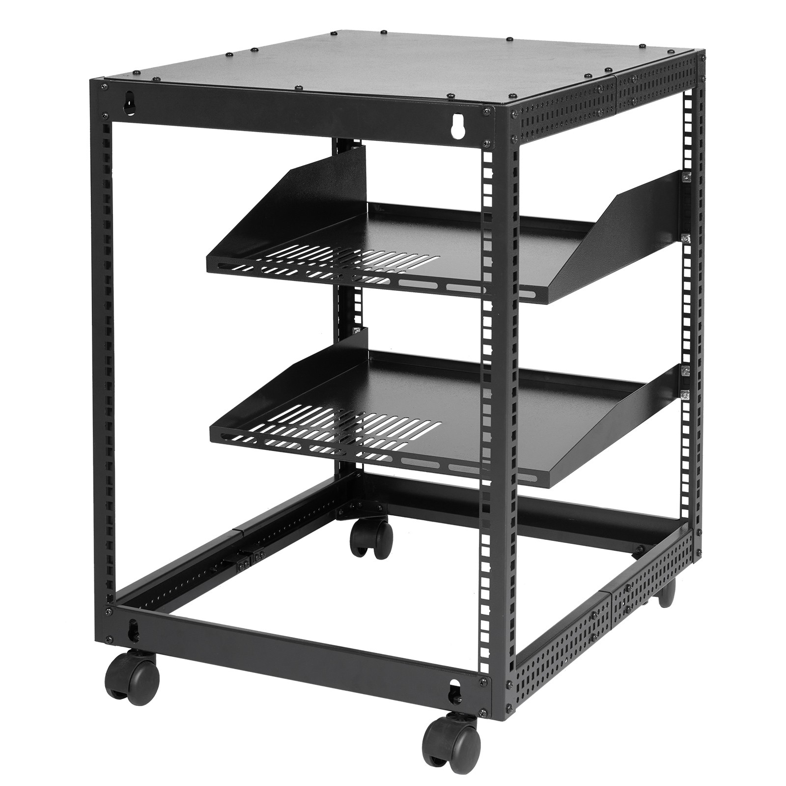 VEVOR 12U 4 Post Open Frame Server Rack Network Enclosure 23”-40” Adjustable