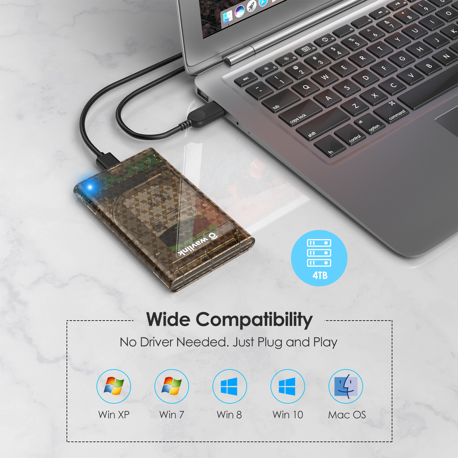 2.5″ Hard Drive External 7mm/9.5mm SATA HDD/SSD Enclosure USB 3.0 to SATA