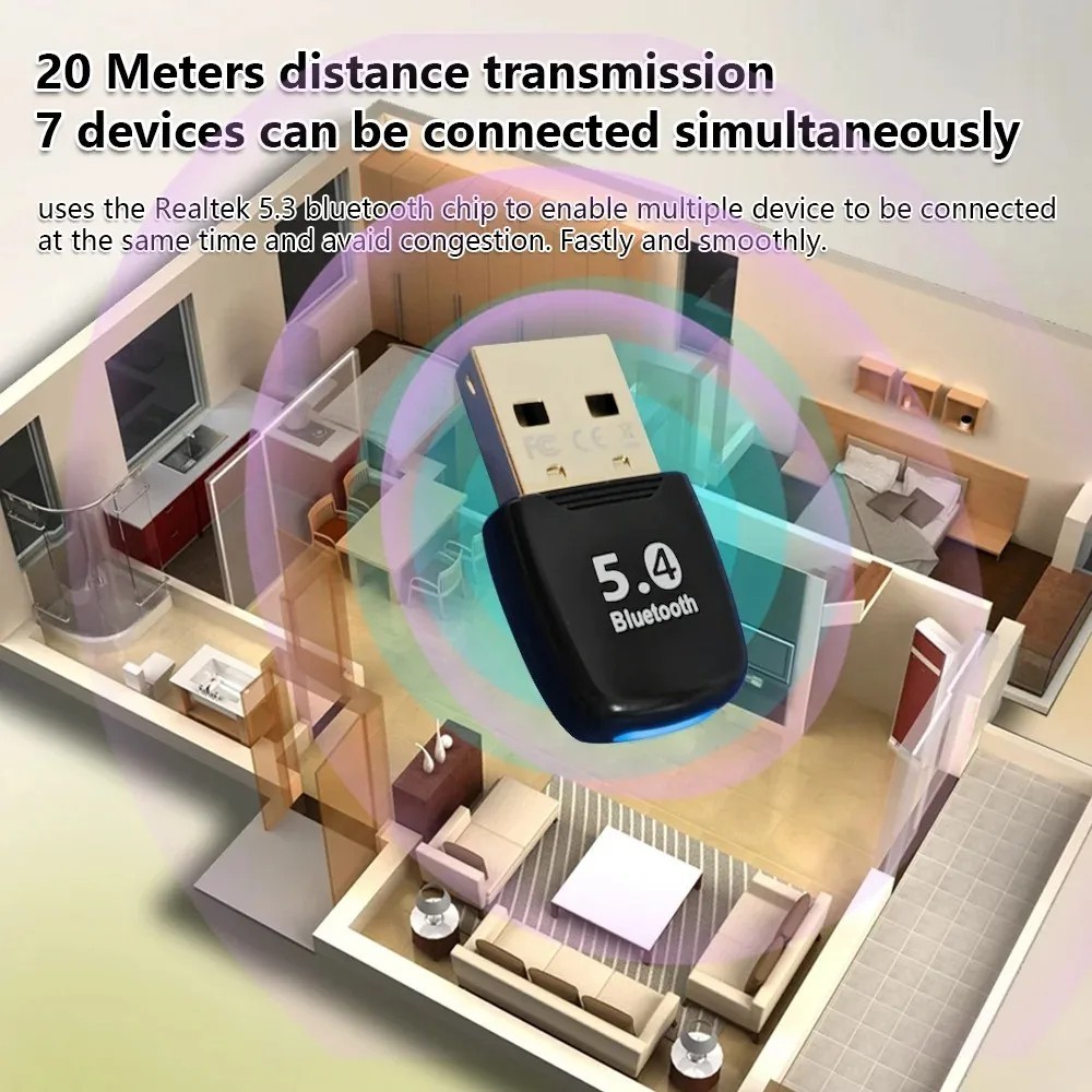 Bluetooth Adapter USB Bluetooth 5.4 for PC Dongle Adaptador