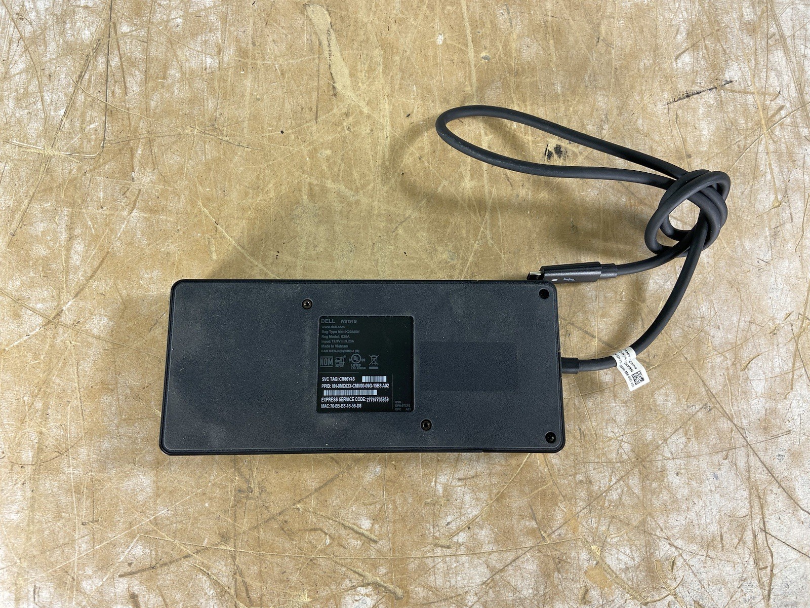 DELL WD19TB K20A K20A001 DOCKING STATION W/ 180W POWER SUPPLY