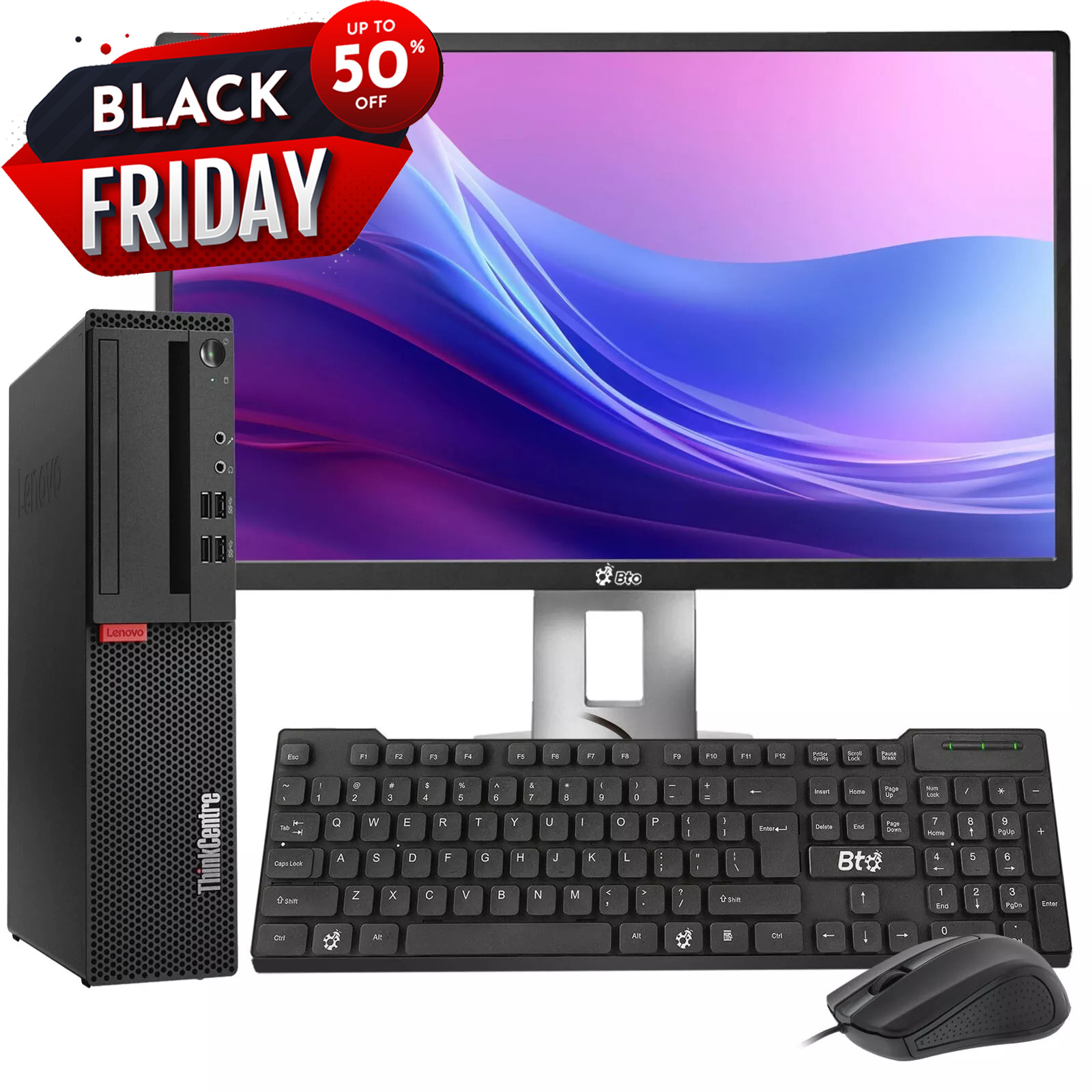 Lenovo ThinkCentre Desktop PC i5-8th 32GB 2TB SSD New 24″LED Built-in WiFi Win11