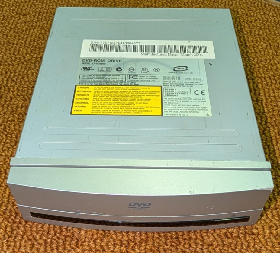 Vintage Silver ‘Round’ Lite-On 16X DVD-ROM PC IDE Computer Drive Tested Working