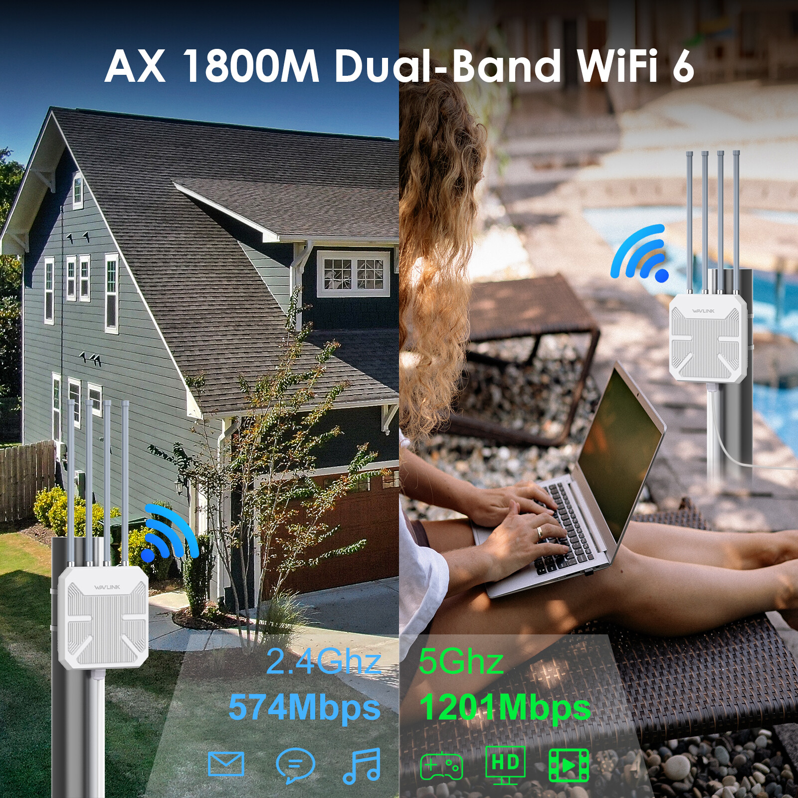 WiFi 6 Extender Booster AX1800 AX3000 Outdoor WiFi 5 Repeater AC600 AC1200 PoE