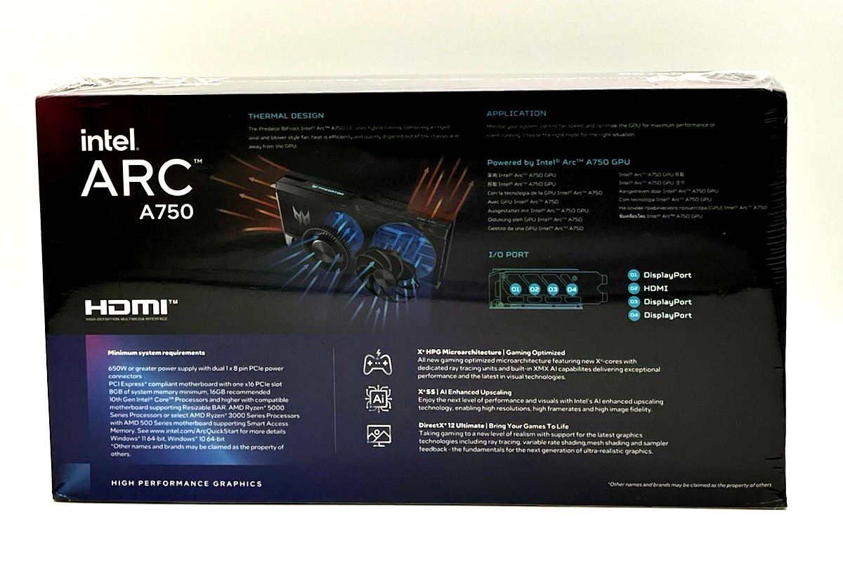 Acer Predator BiFrost Intel Arc A750 OC Graphics Card (Brand New SEALED)