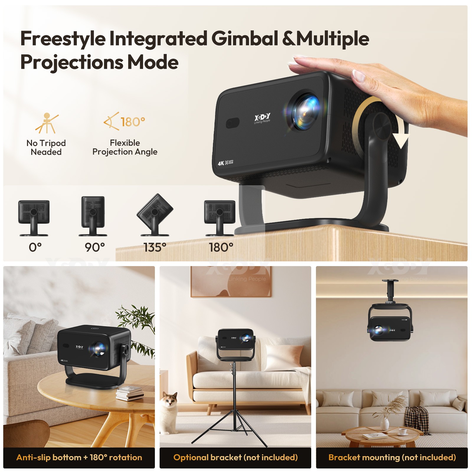 XGODY 4K FHD 18000LMS LED Projector Home Theater WiFi Bluetooth Android 1080P