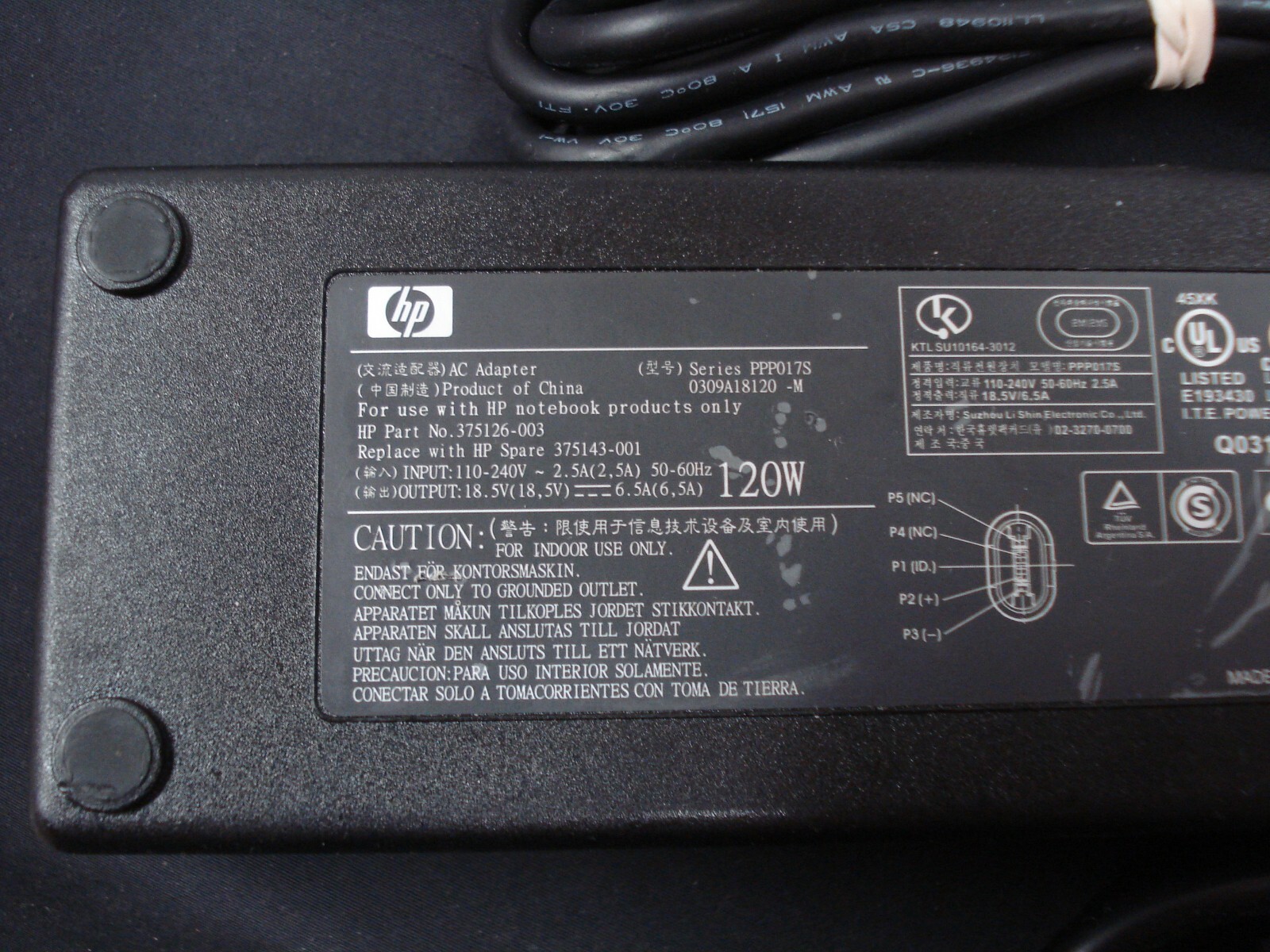 Genuine OEM HP Pavilion ZD8000 ZD8100 ZD8200 ZD8300 ZD8400 ZV6000 120W Charger