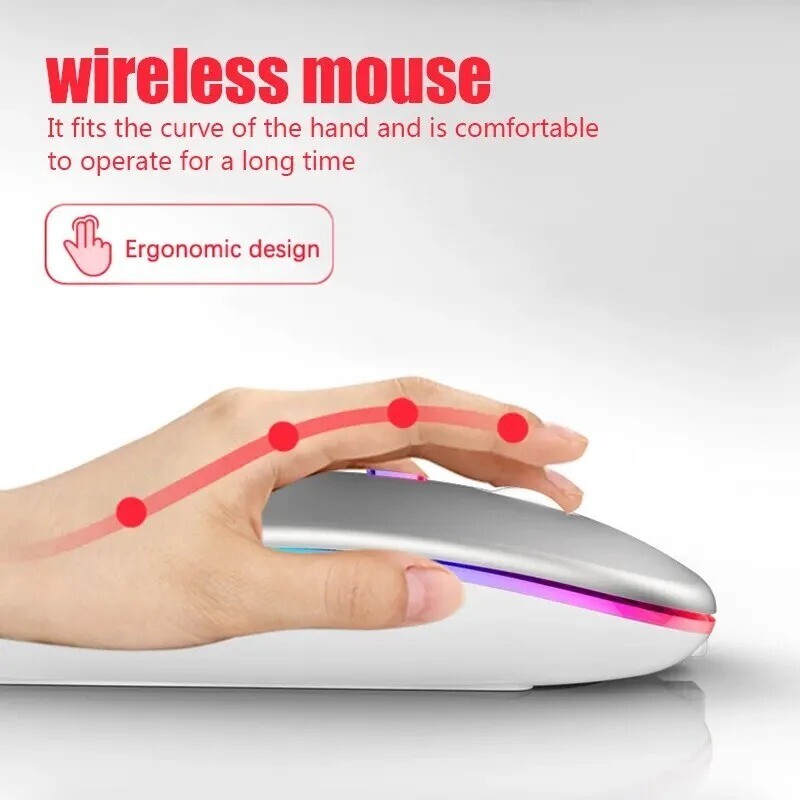 2.4GHz Bluetooth Wireless Optical Mouse USB Rechargeable RGB Office PC Laptop
