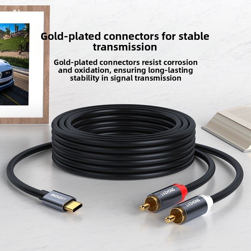 USB-C to Dual RCA Audio Cable (0.5m-5m) – USB Type-C Male to 2x RCA Male Adapter