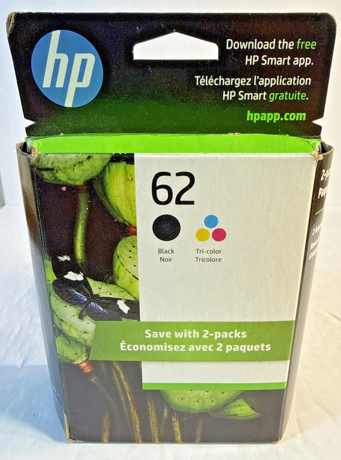 Factory SealedHP 62XL Black & 62 Tri Color Combo Pack Ink Cartridges Exp 04/2024