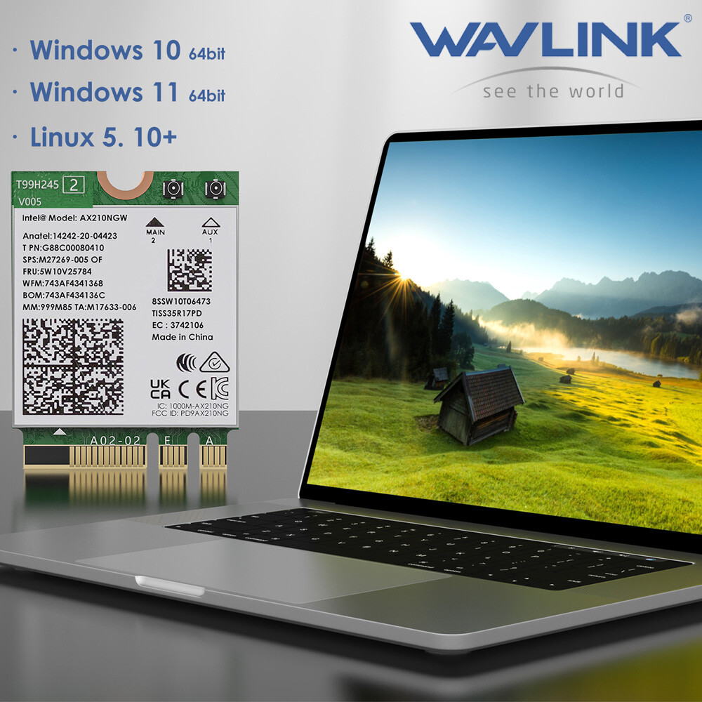 WAVLINK Lot Intel AX210NEW 5400Mbps Tri-Band Ethernet Network Adapter 2.4G/5G/6G