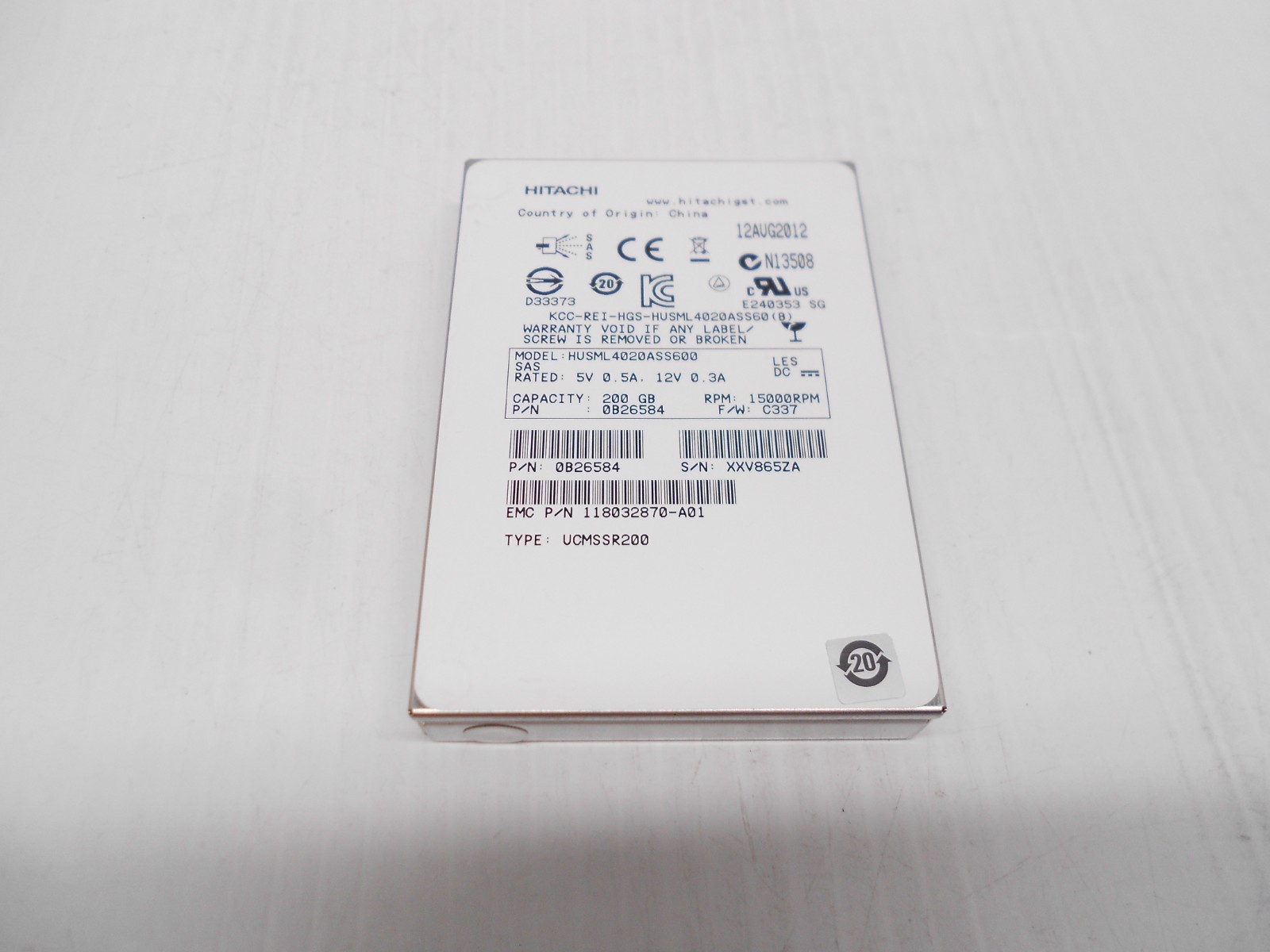 HGST Hitachi 200GB SSD SAS 6G 2.5″ Server Hard Drive Dell HP HUSML4020ASS600
