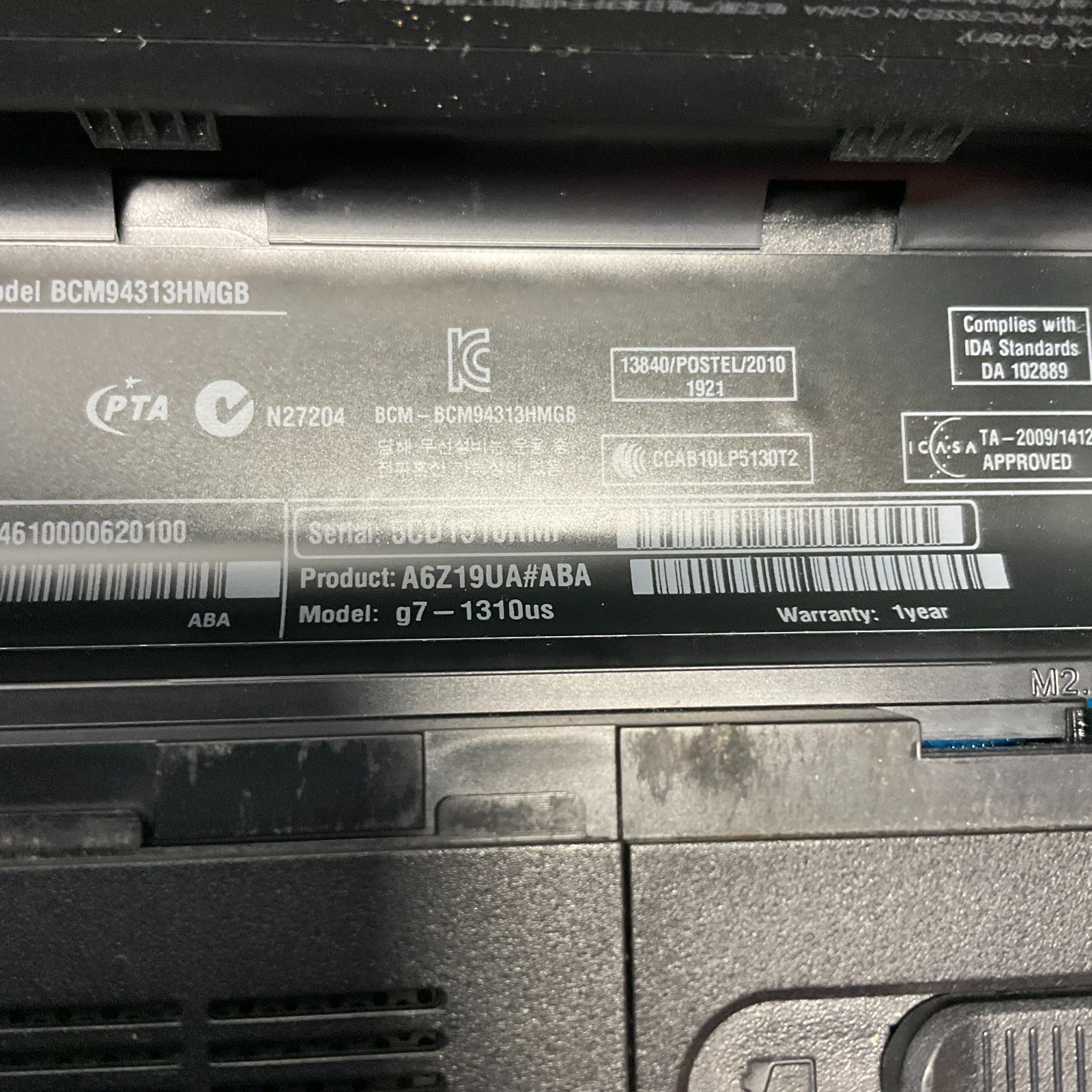 HP Pavilion g7 Laptop Intel Core i3-2350M @ 2.30 GHz 4GB 750GB HDD Win 10 Pro