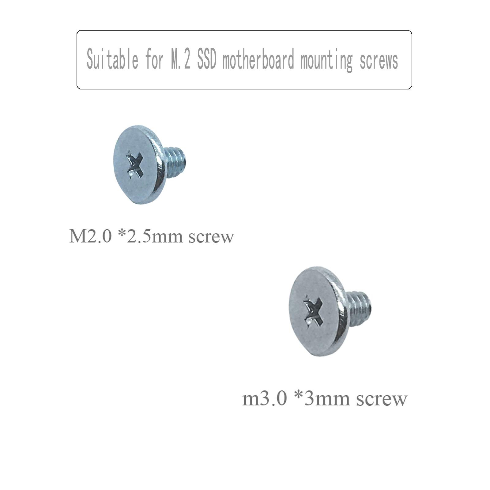 m2 2280ssd Screws Kit,PCIe NVMe M.2 SSD Mounting 2mm, Silver/Metallic