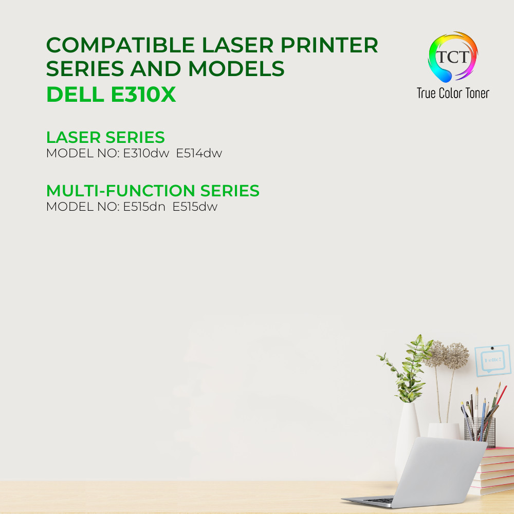 TCT Black 593-BBKD Laser Toner Cartridge For Dell E310dw E514dw E515dn E515dw