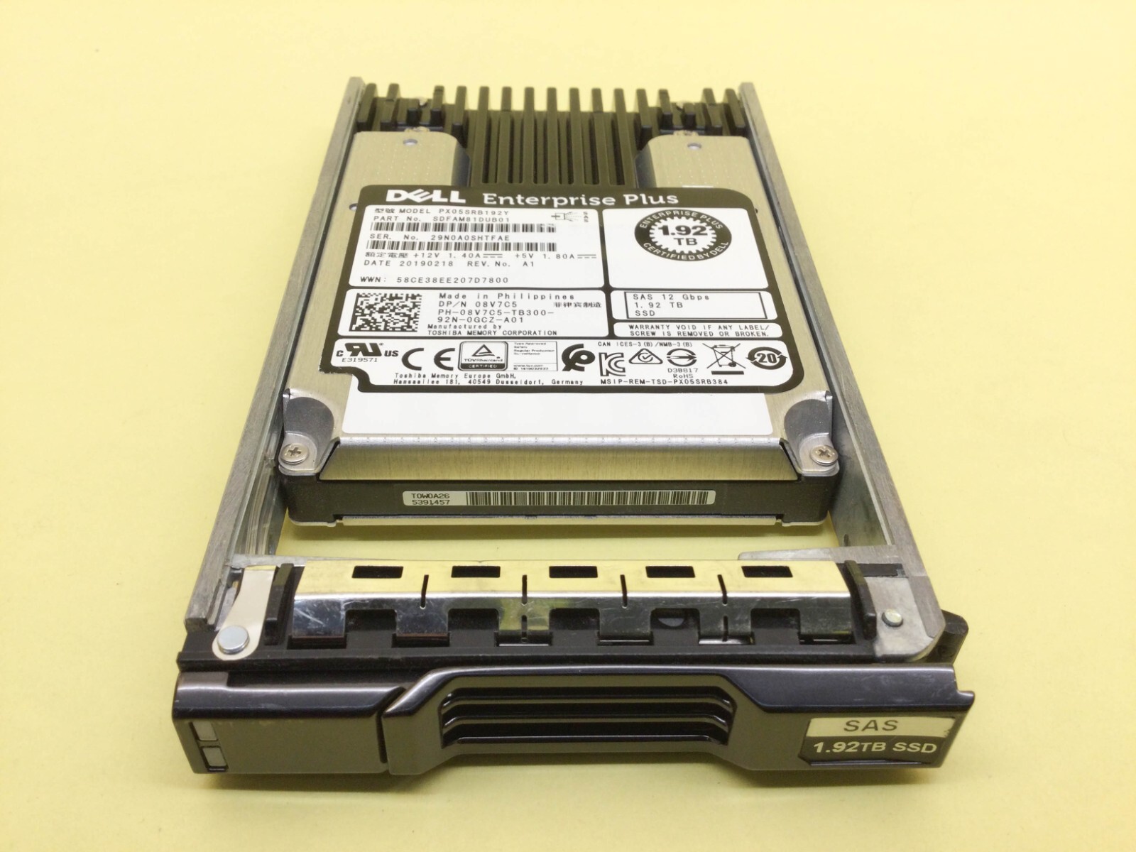 8V7C5 Dell Compellent 1.92TB SAS 12Gb/s 2.5” SSD PX05SRB192Y 08V7C5
