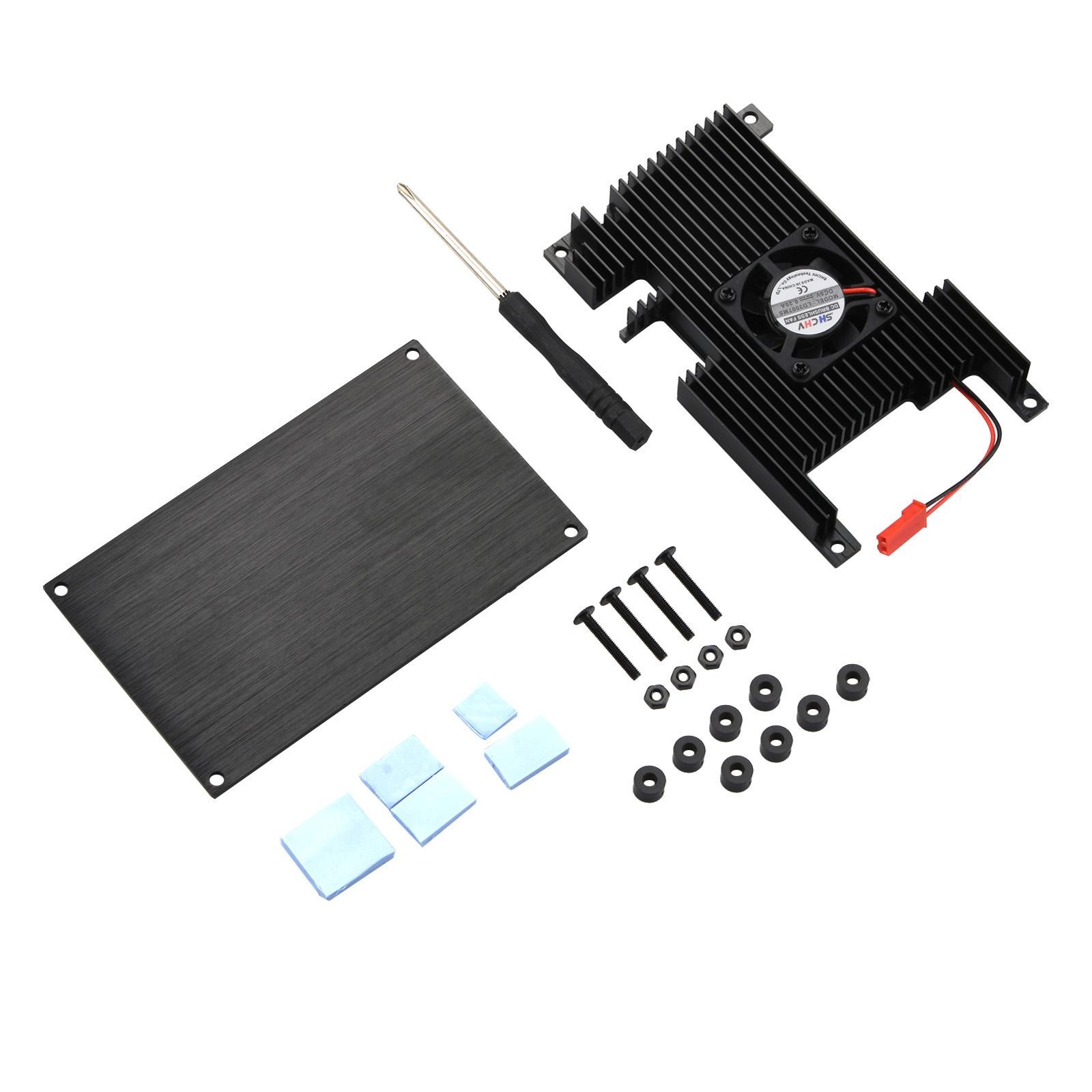 Aluminum Cover+Base+ Passive Cooling Fan+ Silicone Heatsinks For Orange Pi 5