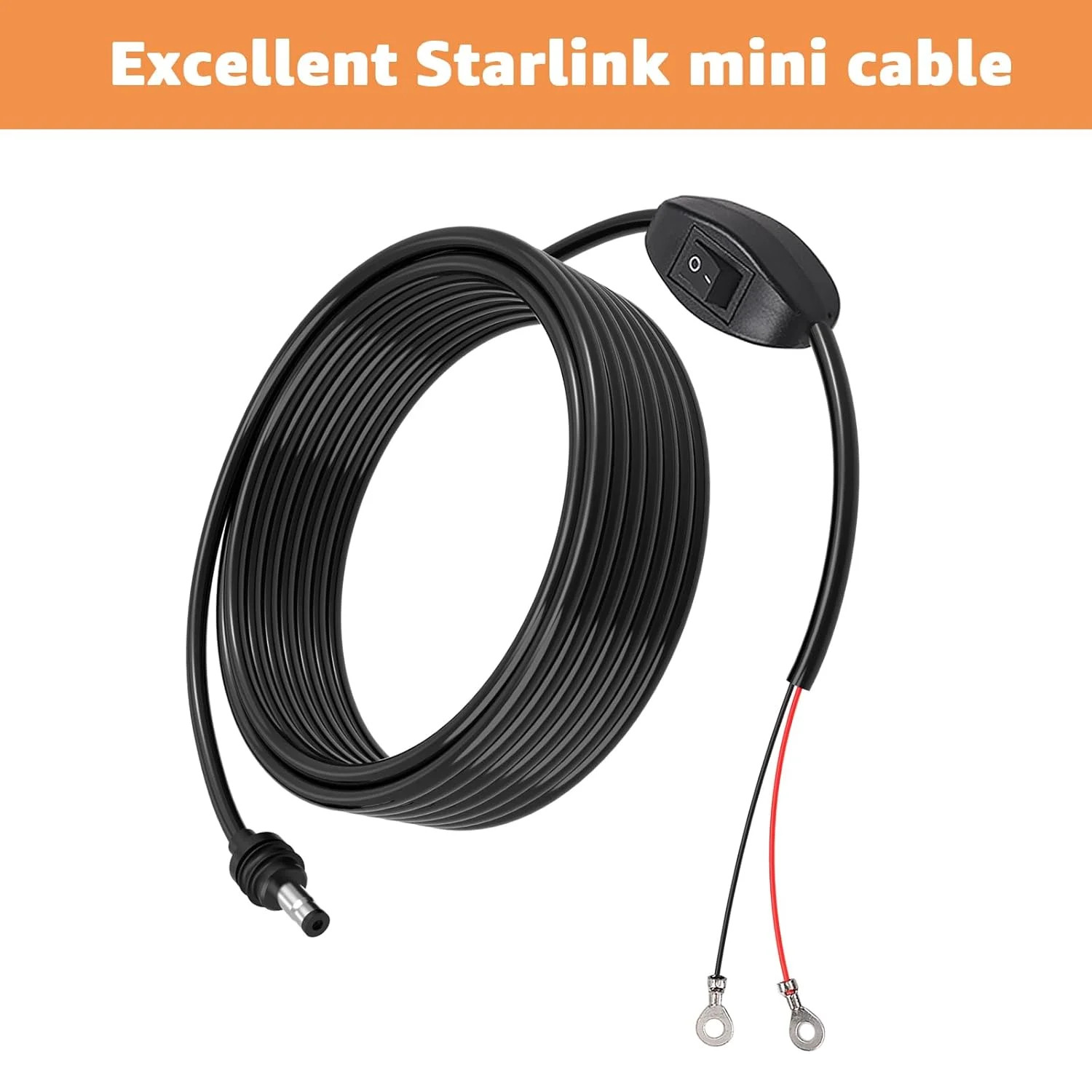 Starlink Mini O Ring to DC Connecters Extension Cable with On/Off Switch O-Ring