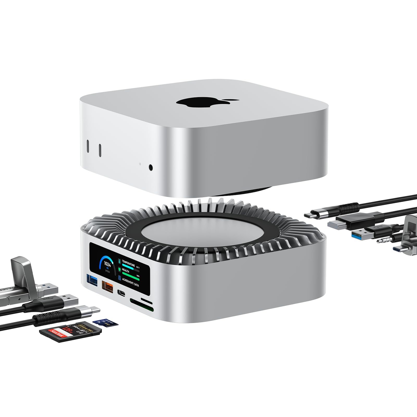 Giissmo All-In-One Dock For Mac Mini M4 Smart Displays Nvme/Sata Ssd Enclosure