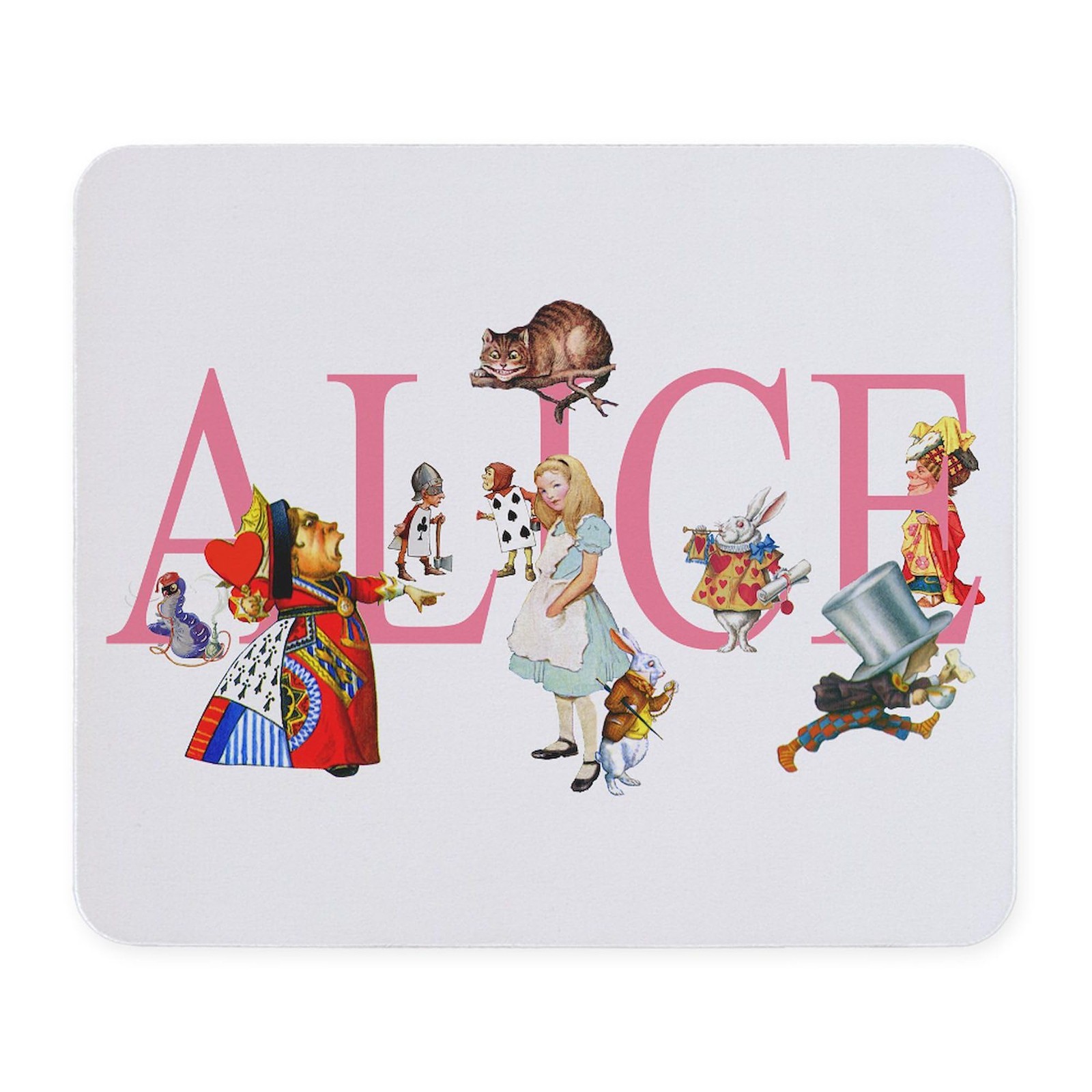 CafePress Alice & Friends in Wonderland Mousepad 9.25 x 7.75 inches, white