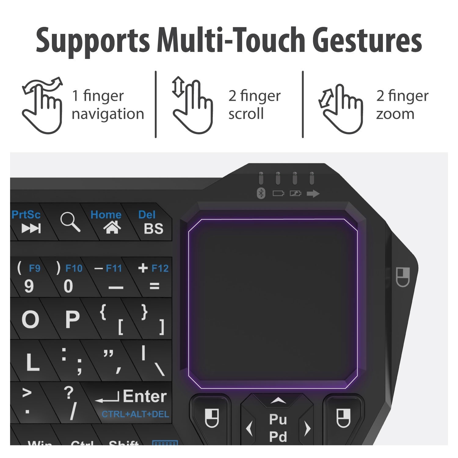30ft Range Mini Wireless Bluetooth Keyboard w/ Touchpad for PS4 PC VR