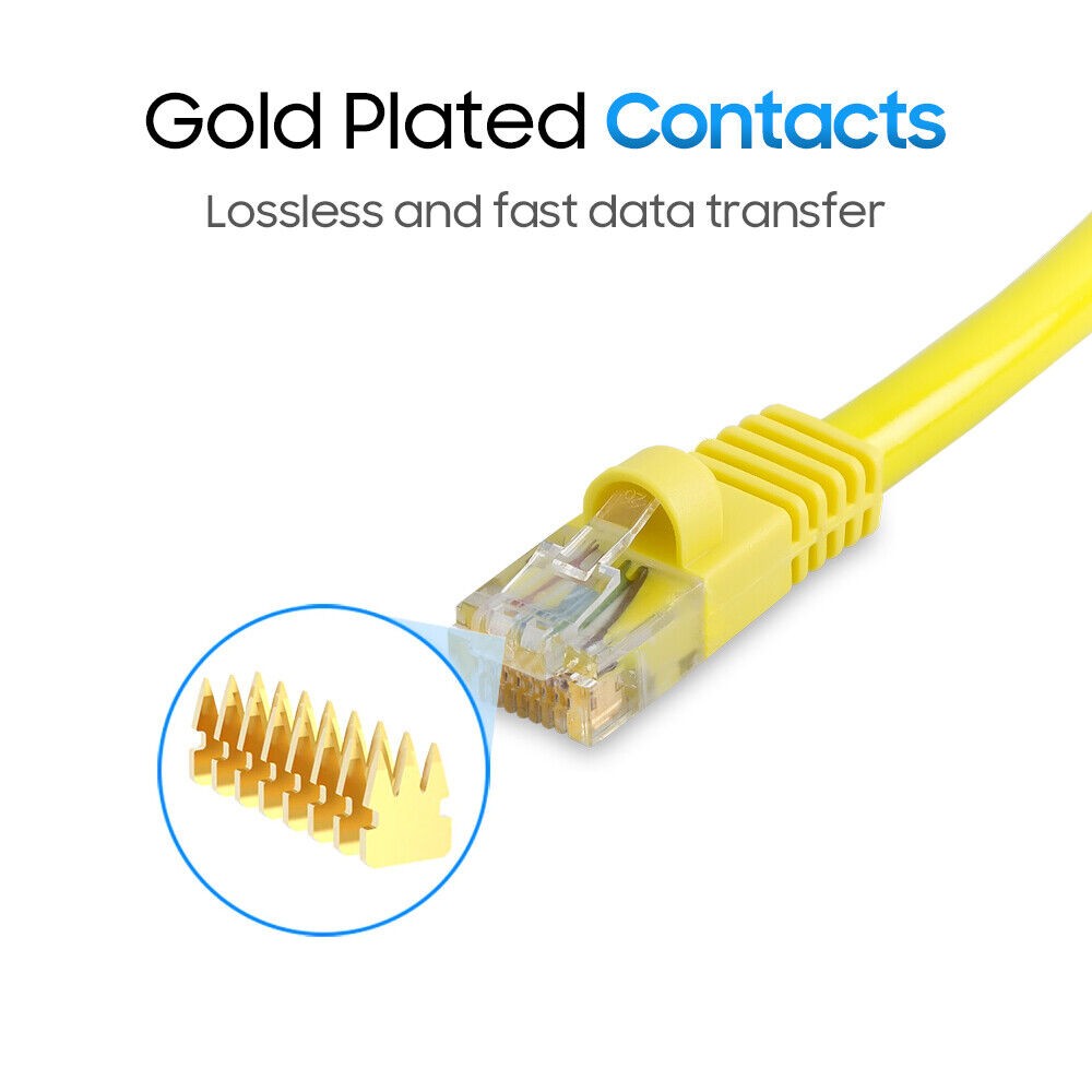 10 PCS Cat5e Ethernet Patch Cable 1.5ft-15ft High-Speed Internet LAN Cord Yellow