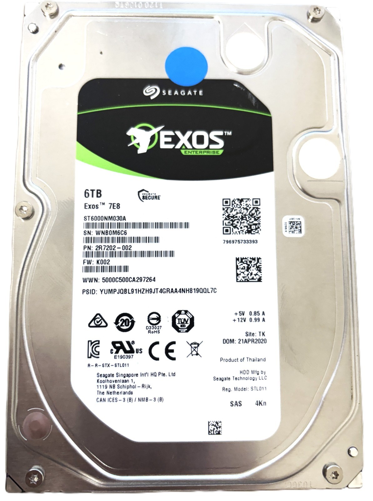 Lot of 10 SAS 6TB 3.5″ HDD | Seagate Exos 7E8 | ST6000NM030A | See Photos