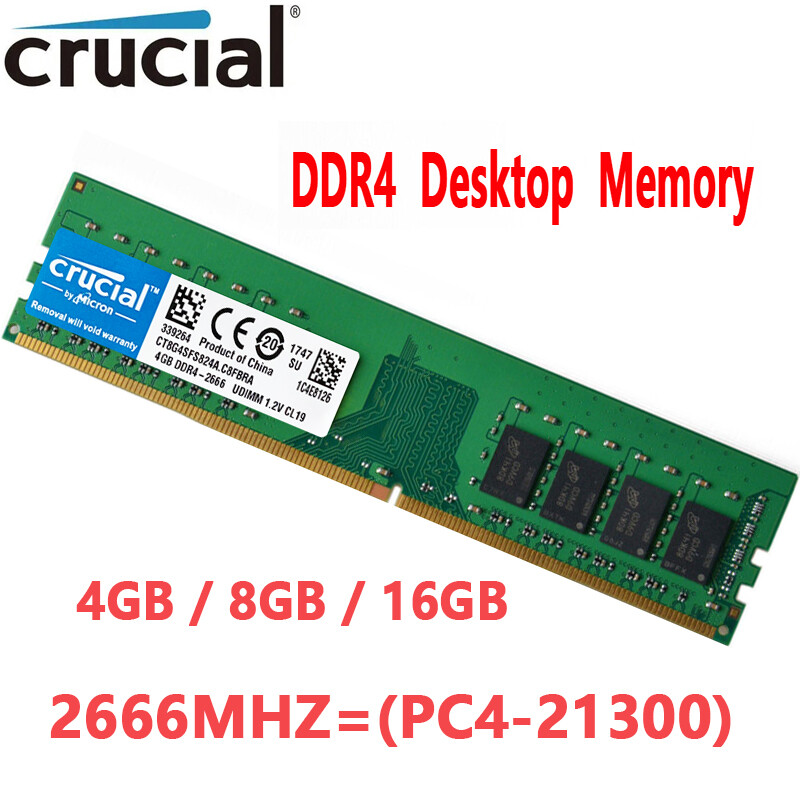 Crucial DDR4 4GB 8GB 16GB 2666 Mhz PC4-21300 288pins Desktop Memory Dimm Ram