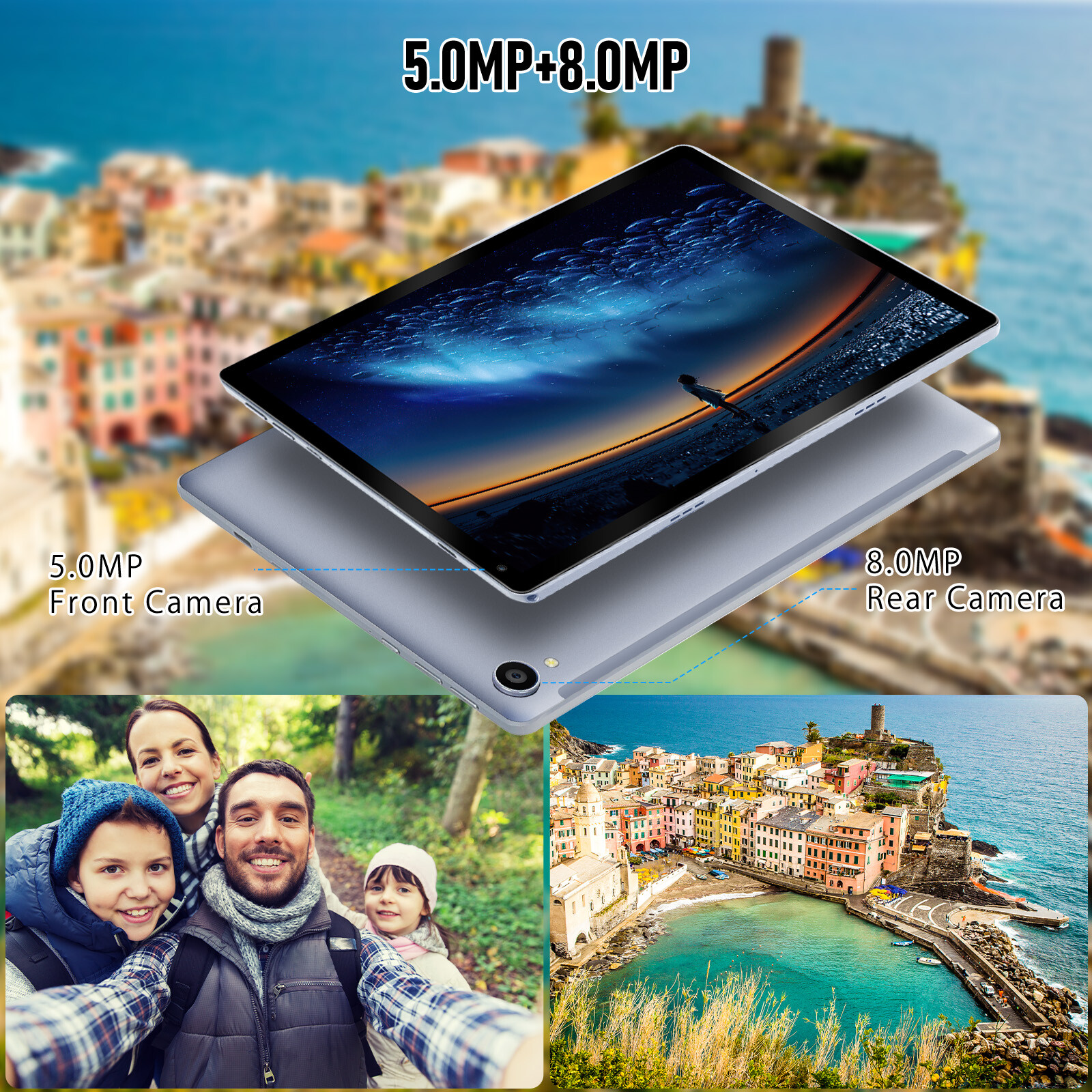AEEZO 10.1 inch Android 14 Tablet 10+128GB Touchscreen Octa-core Processor Wi-Fi