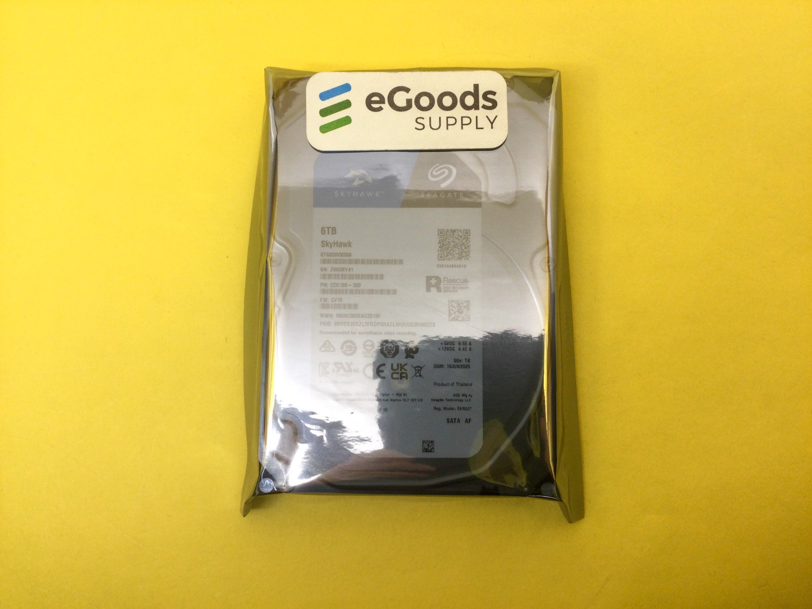 ST6000VX009 Seagate Skyhawk 6TB 5400RPM SATA 6Gb/s 3.5in Surveillance HDD New