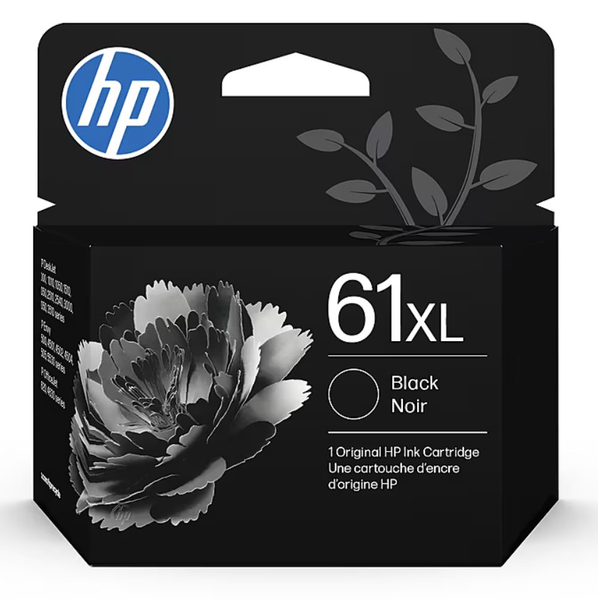 HP 61XL Black High Yield Ink Cartridge, Prints Up to 430 Pages (CH563WN#140)