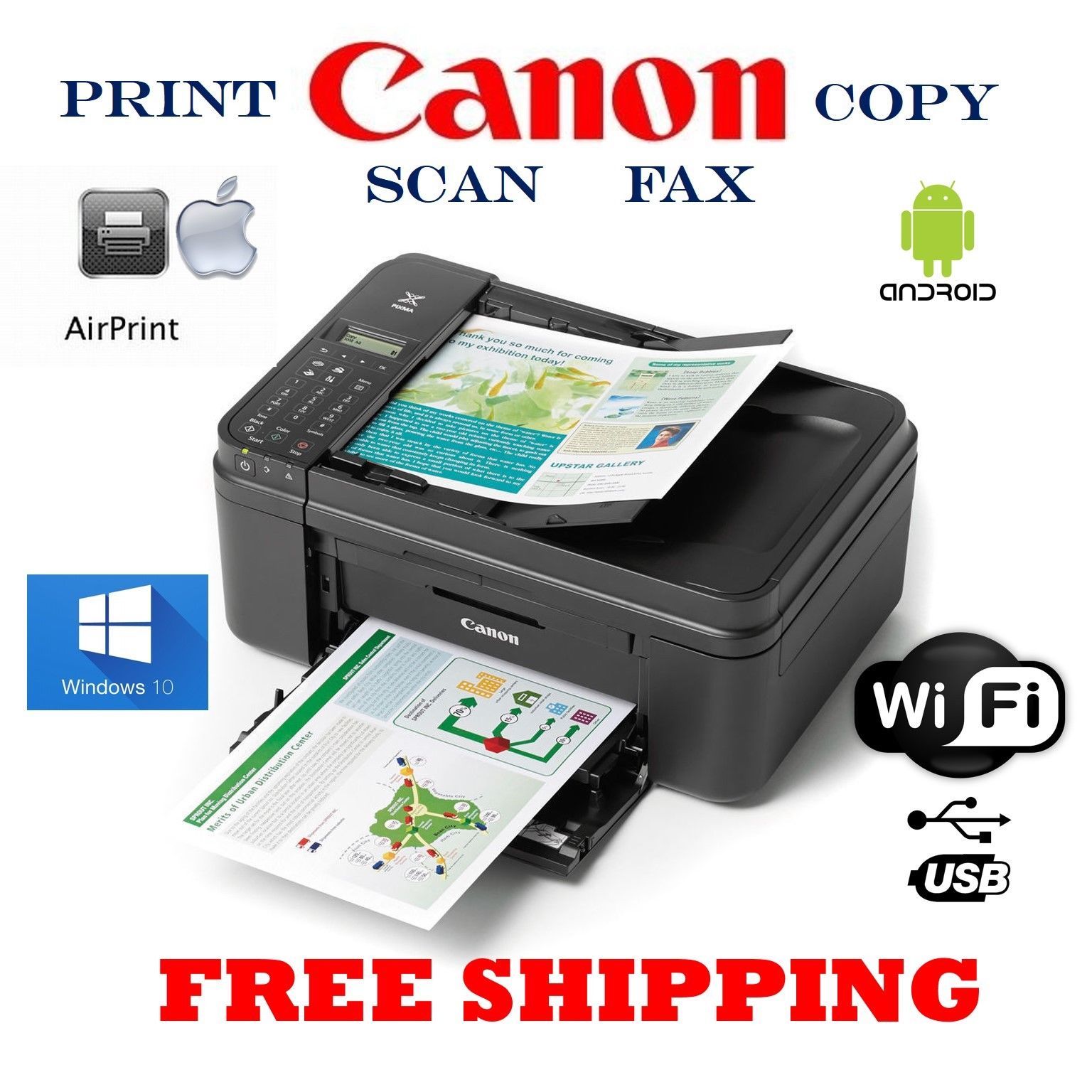 NEW Canon TR4720 (4522) Wireless Printer Copy Scan-Fax-Legal size Print