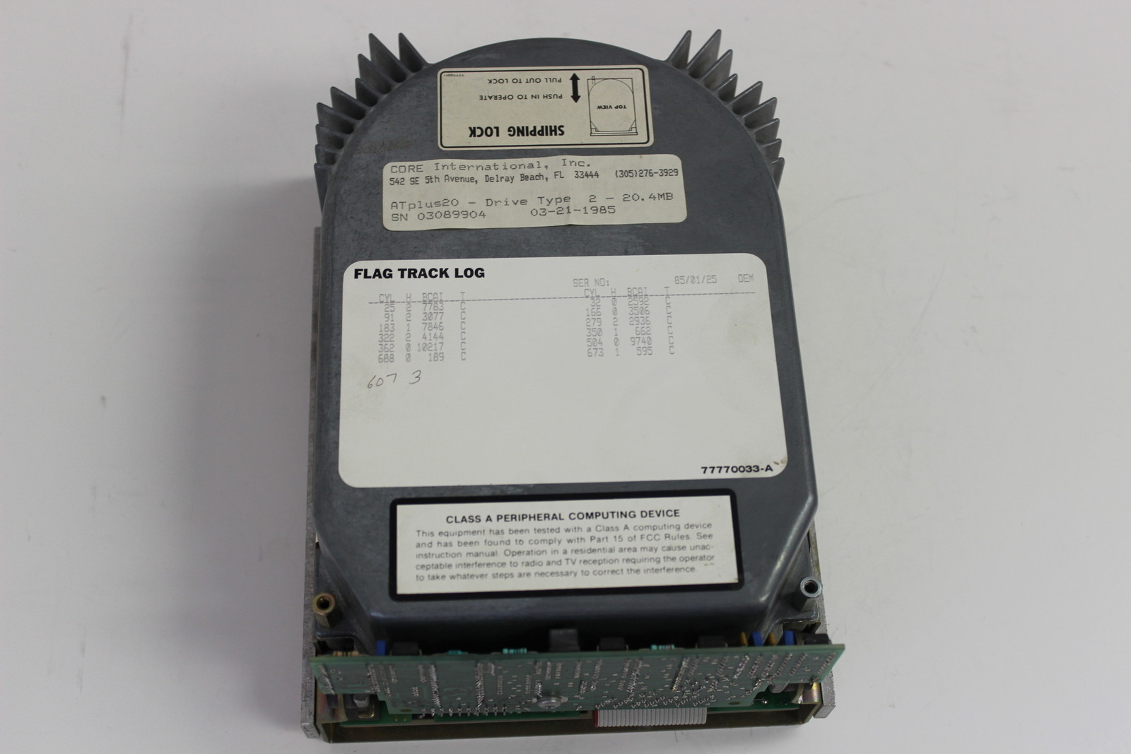 CORE INTERNATIONAL ATPLUS20 20.4MB 5.25 HARD DRIVE CDC BJ7D5-A 77731614