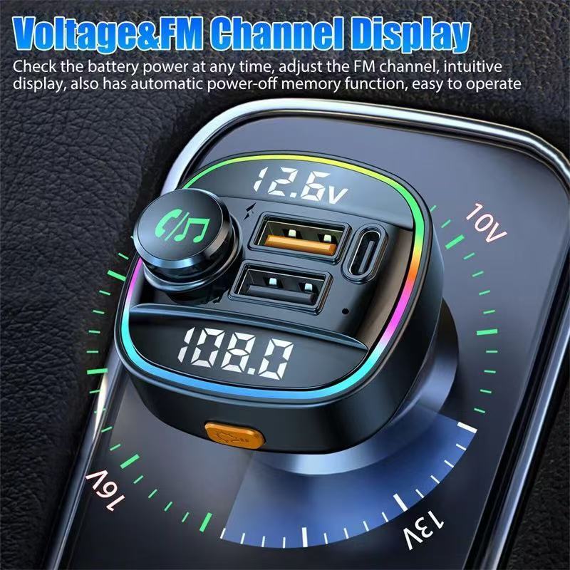 Bluetooth 5.0 Car Wireless FM Transmitter Adapter USB PD Charger AUX Hands LOT