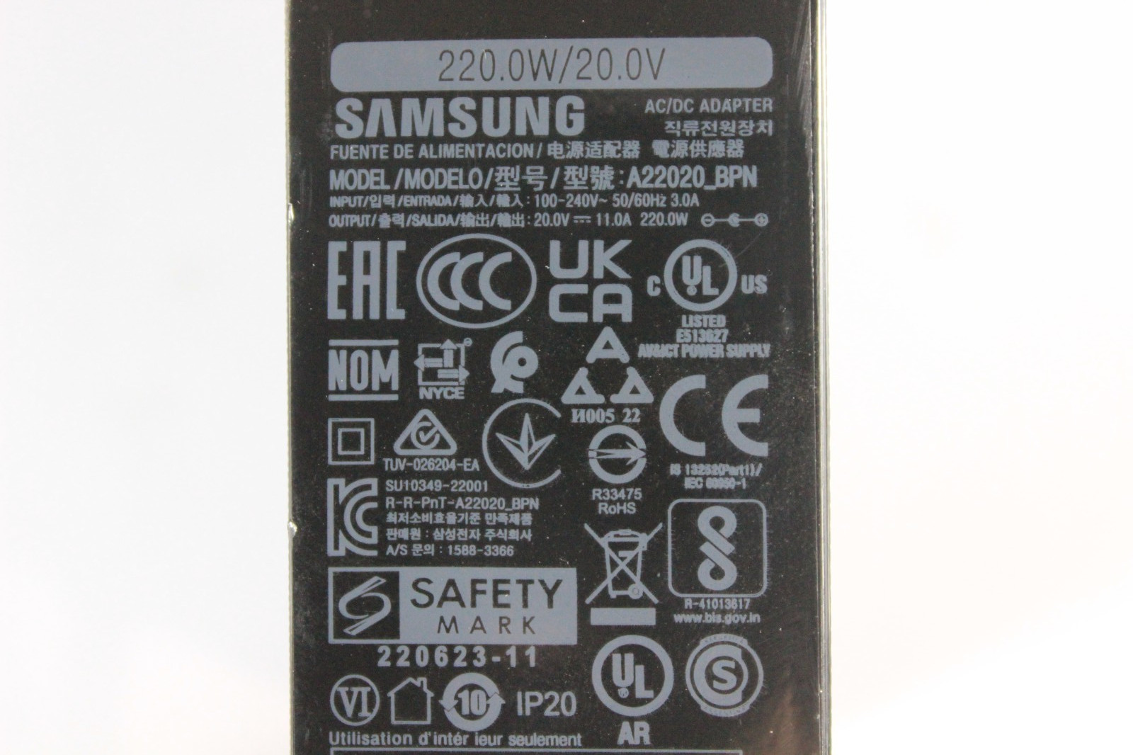 Samsung 220W/20.0V AC Power Supply Adapter A22020_BPN