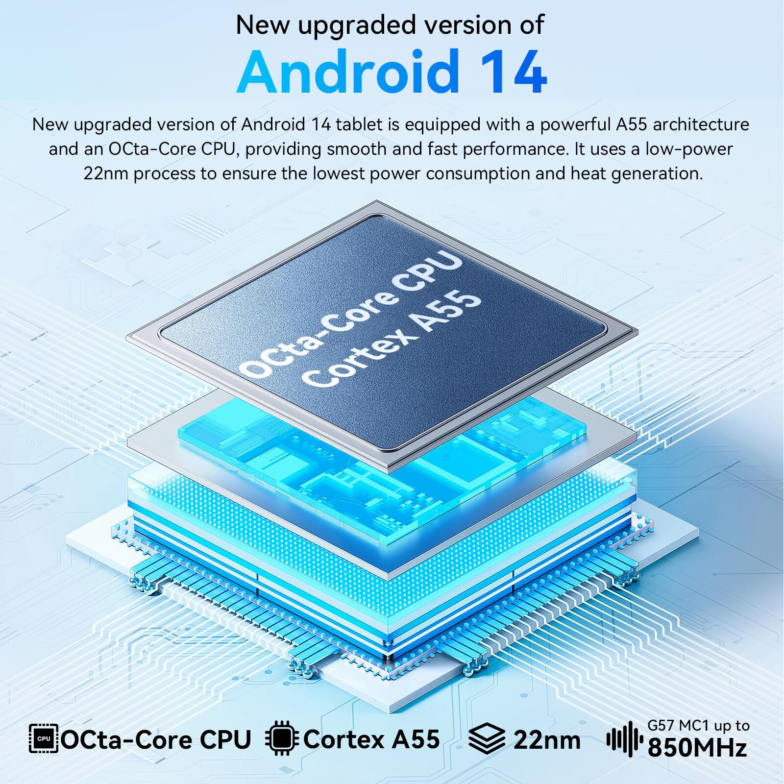 AEEZO 10 inch Octa-Core Android 14 Tablet 10+128GB,Dual Camera Bluetooth WIFI