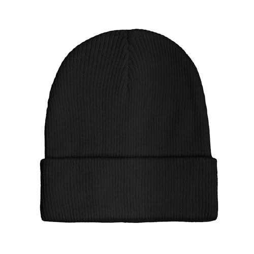 Kids 100% Washed Cotton Soft and Light Cuffed Skull Plain Daily One Size Black
