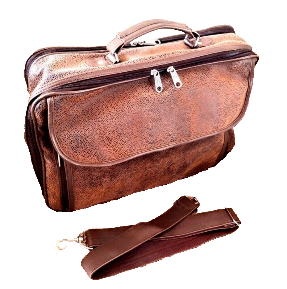 Pebble Grain Taupe Faux Suede Leather Messenger Briefcase ~ Laptop (17″) Bag GVC