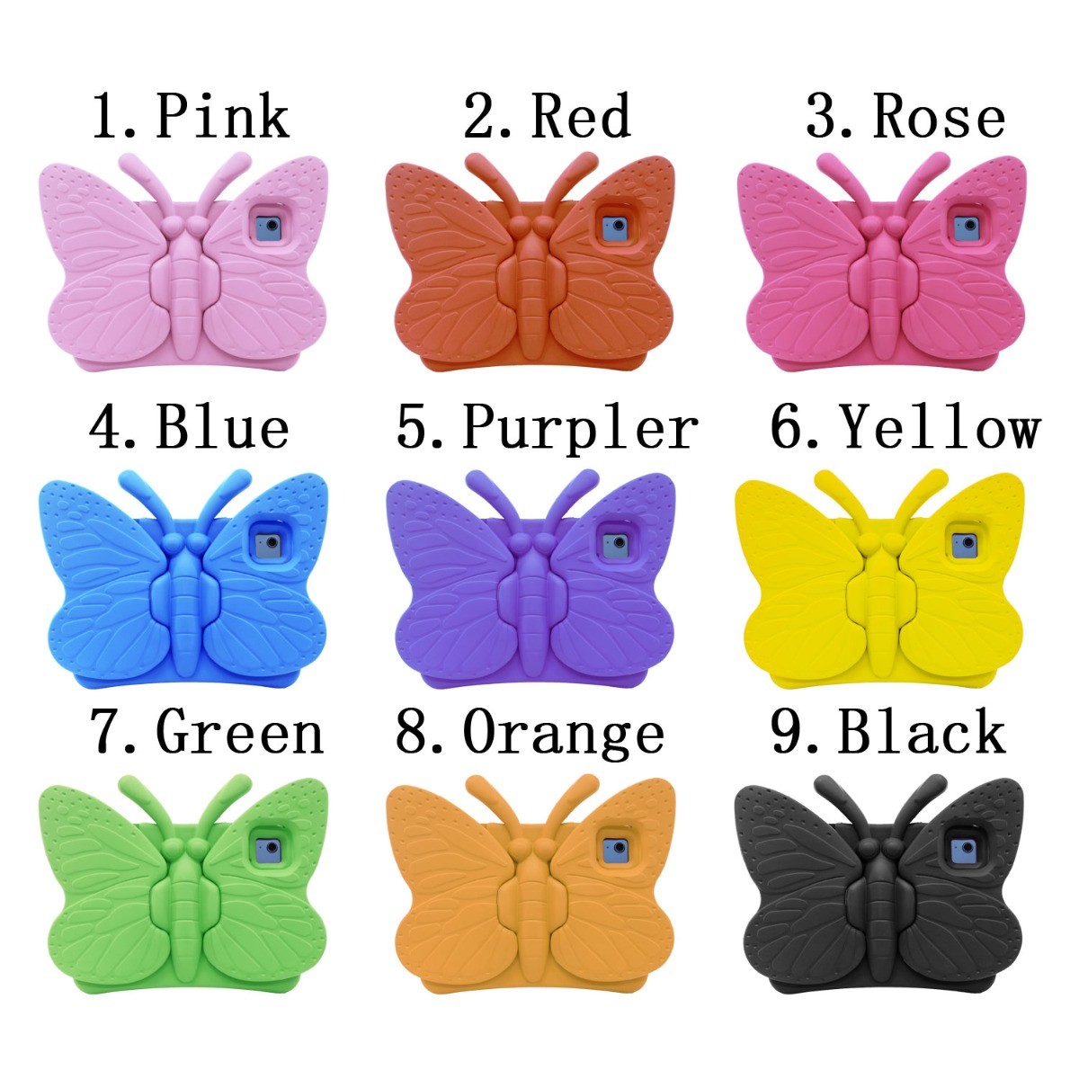 Kids Butterfly Stand Case for iPad (A16) /10th 9th 8th 7th & Mini 1/2/3/4/5/6/7