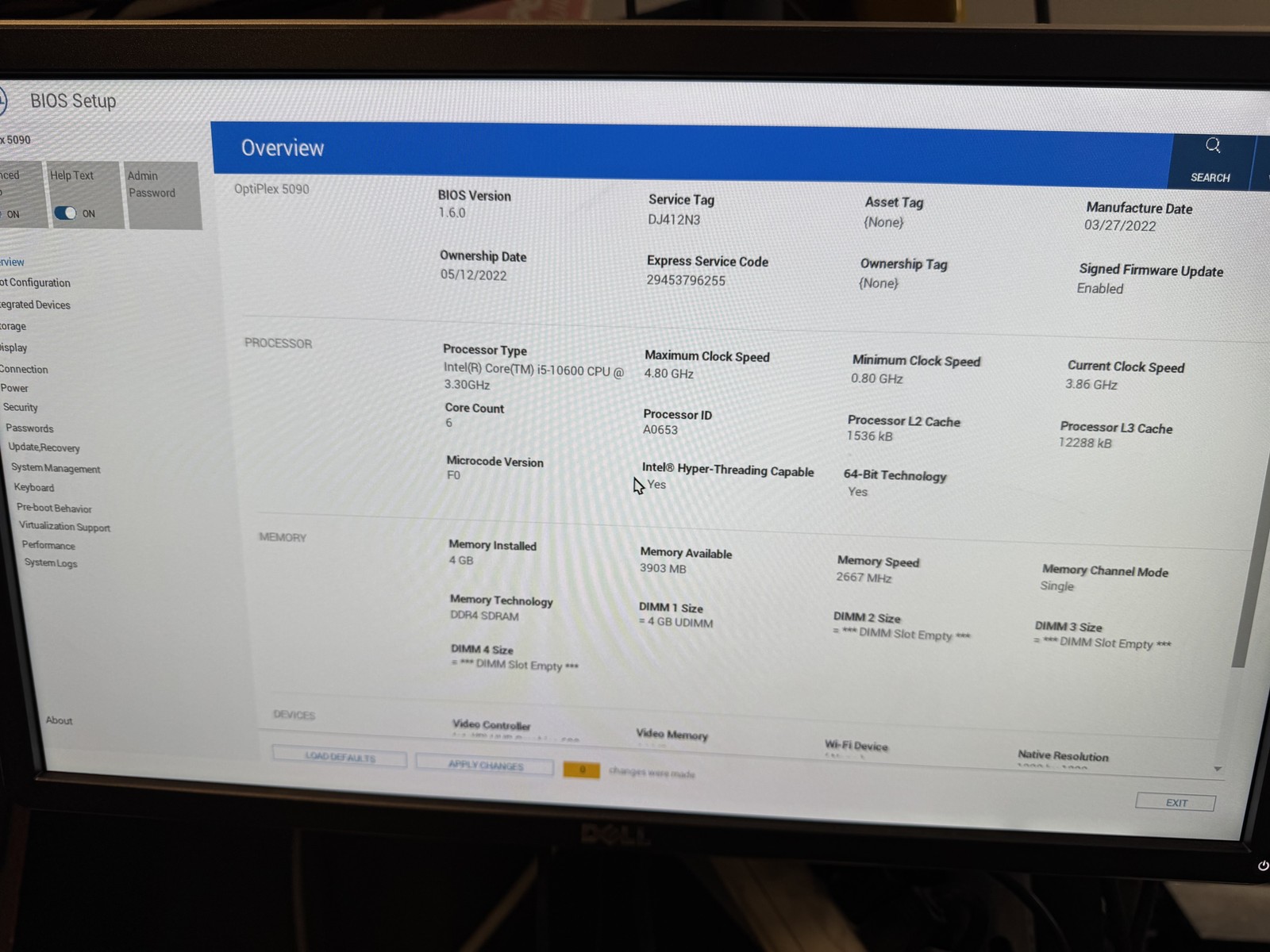 Dell OptiPlex 5090 Core i5-10600 3.3GHz NO RAM NO HDD AMD NO OS Fair