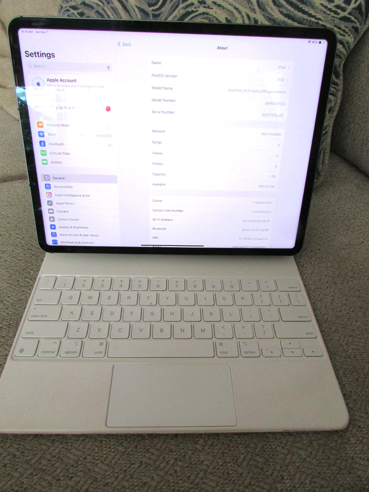 Apple iPad Pro 12.9-inch (5th generation) A2379 1 TB, Wi-Fi + 5G,keyboard MINT