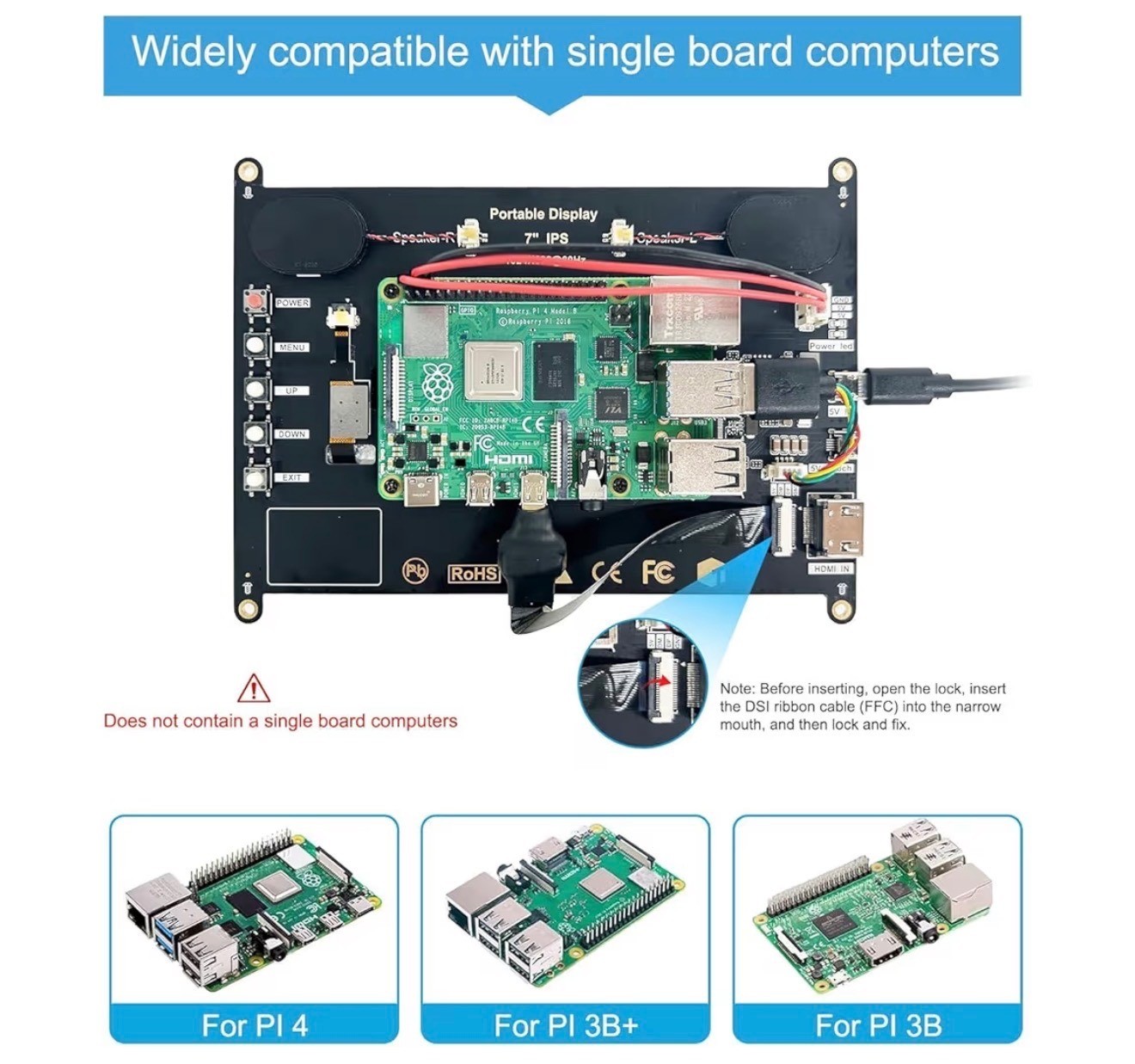 7 Inches Touchscreen Monitor, HD 1024×600 IPS LCD Capacitive Touch Screen